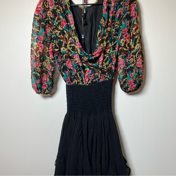Diane Freis Silk Vintge 80s Boho Ruffle Dress - Picture 7 of 9